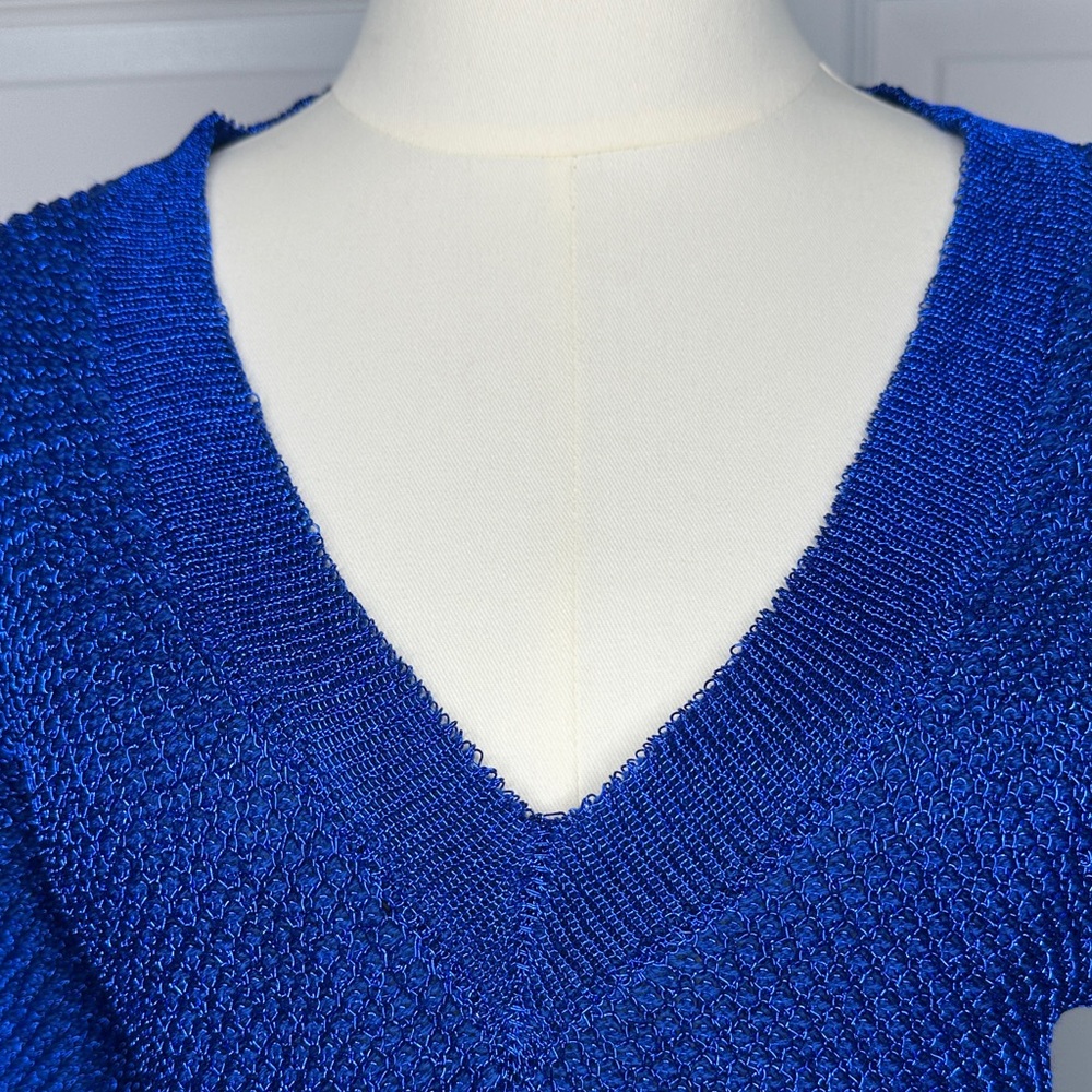 NWT Fashion Nova Royal Blue Cobalt V-Neck Knit Bodycon Sweater Mini Dress Size L - Picture 6 of 17
